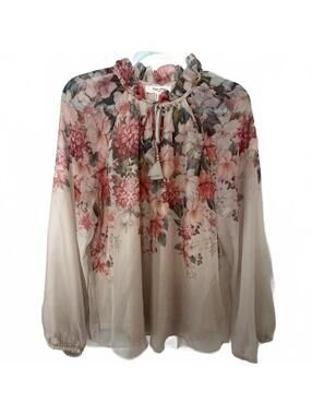 EUC Haver + Blair London Ruffleneck Floral Blouse size L
